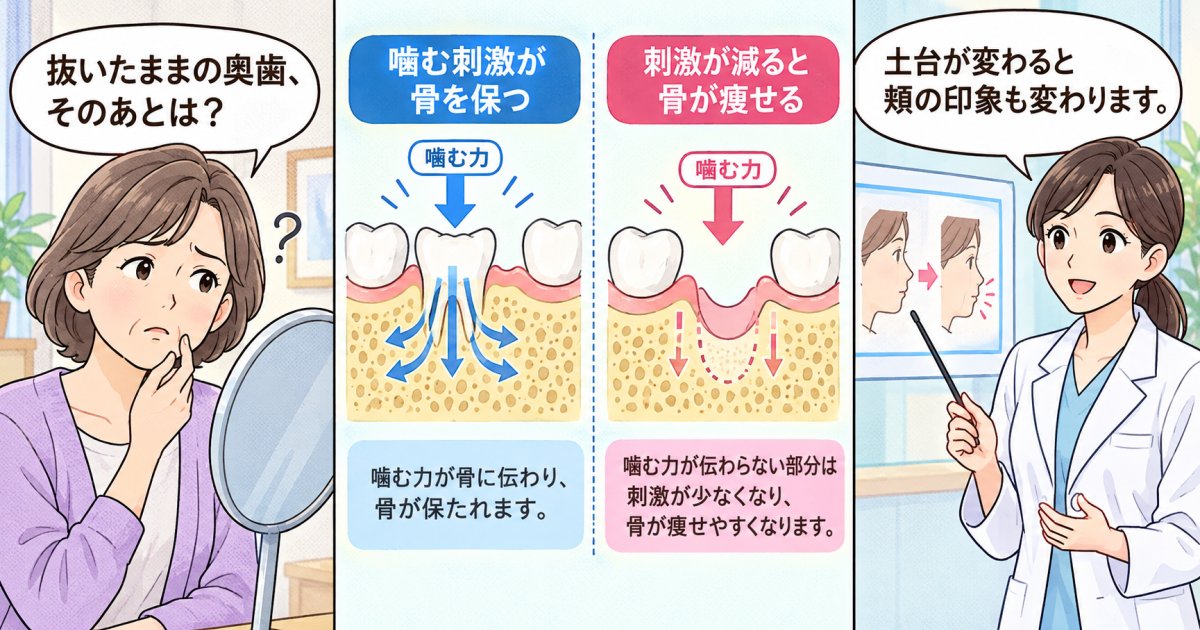なぜ歯を失うと老け顔に見えるのか？骨吸収と頬のたるみの仕組み